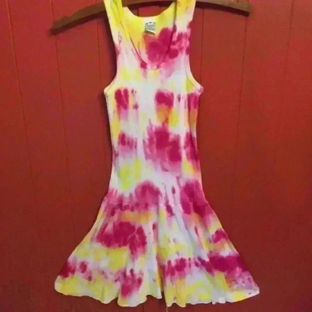 New! Hand tie dyed rib tank swing dress.